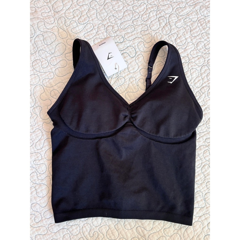 Gymshark Lift Seamless Tank Black Light Support Shelf Bra Adjustable Medium